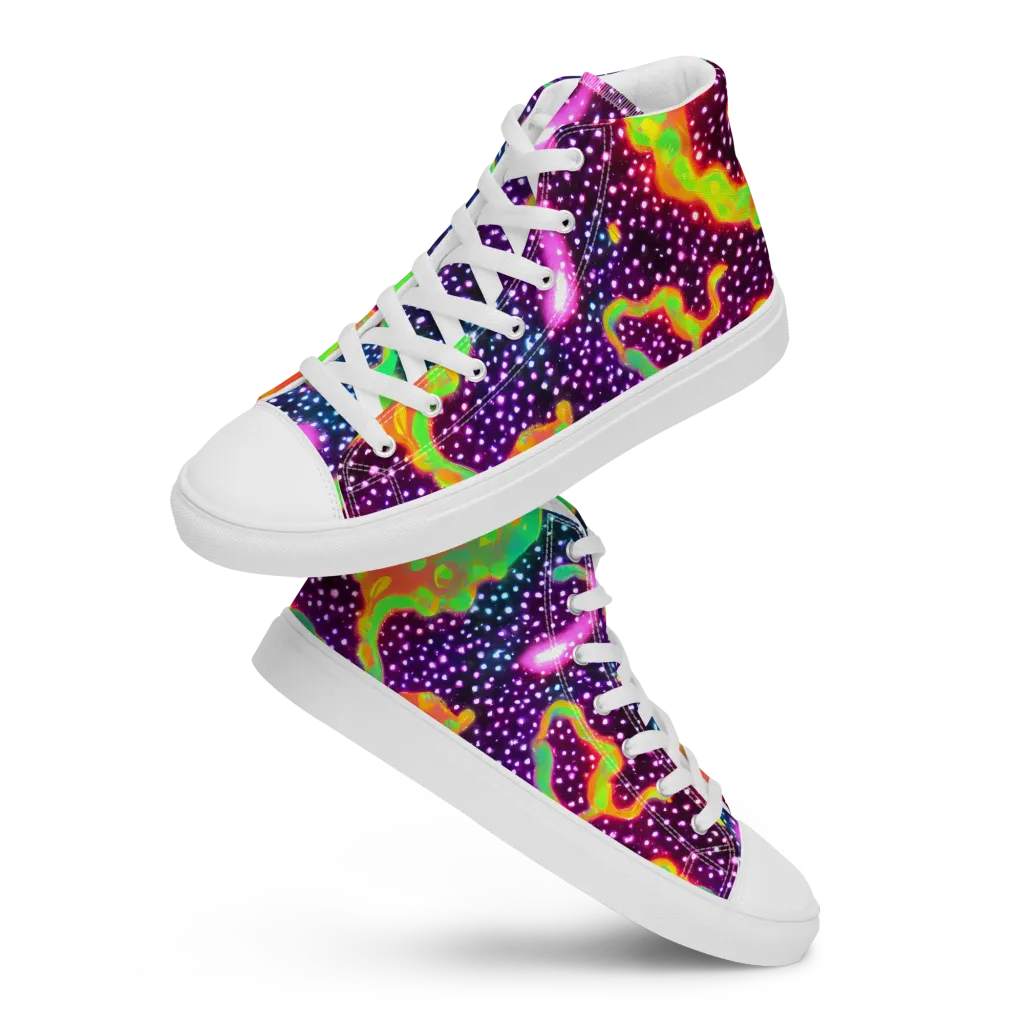 Luminous Lava on Men's High Top Canvas Shoes — Front