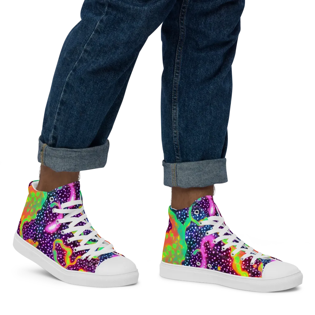 Luminous Lava on Men's High Top Canvas Shoes — Right