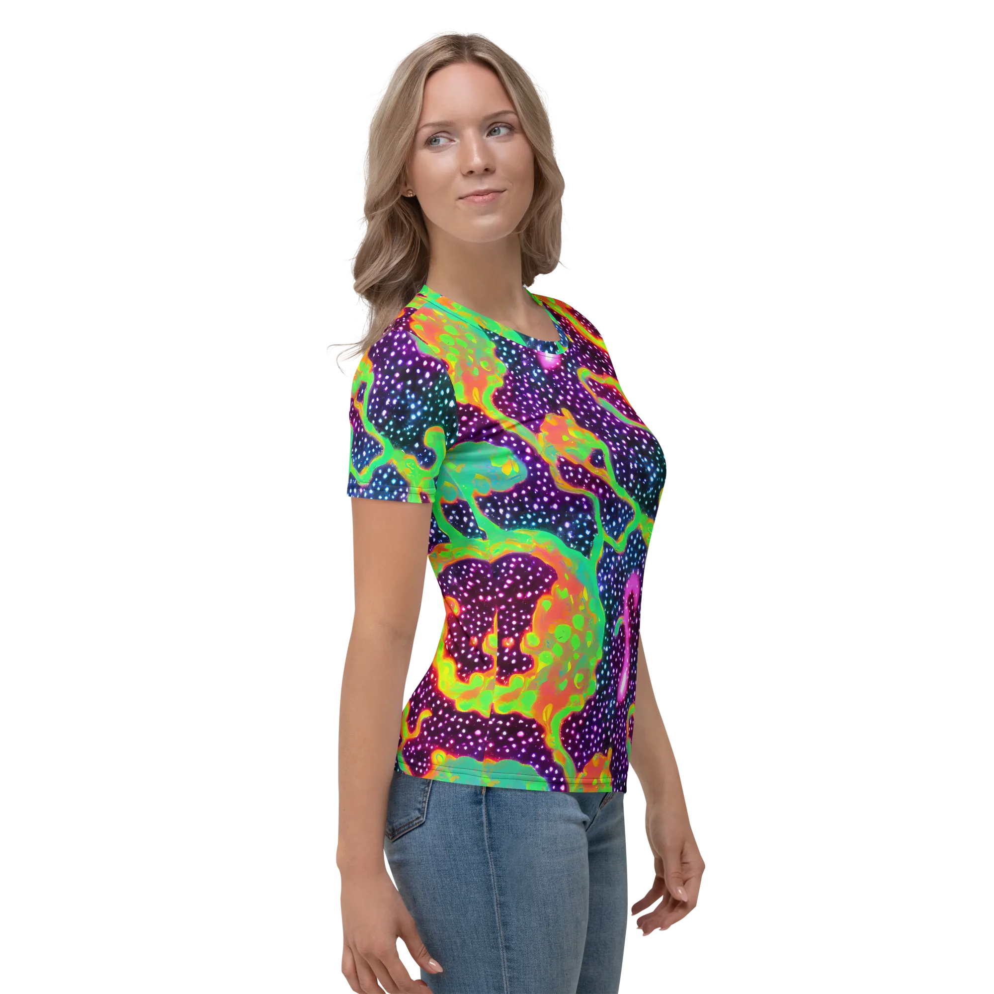 Luminous Lava on Women's Crew Neck T-Shirt — Right