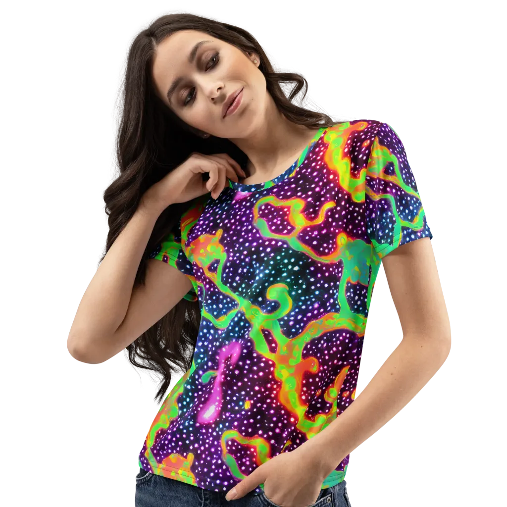 Luminous Lava on Women's Crew Neck T-Shirt — Left Front