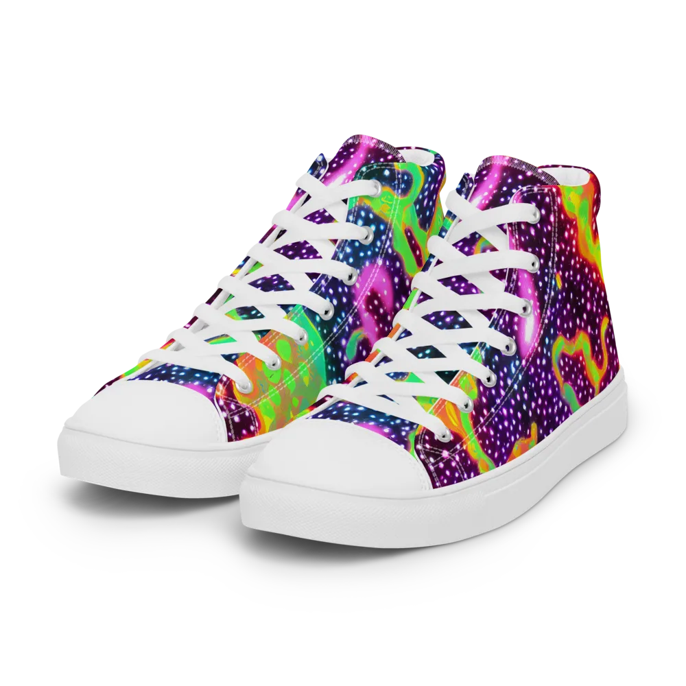 Luminous Lava on Women's High Top Canvas Shoes — Left Front
