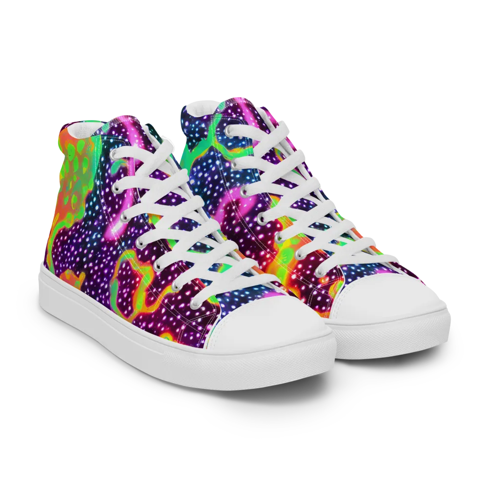 Luminous Lava on Women's High Top Canvas Shoes — Right Front