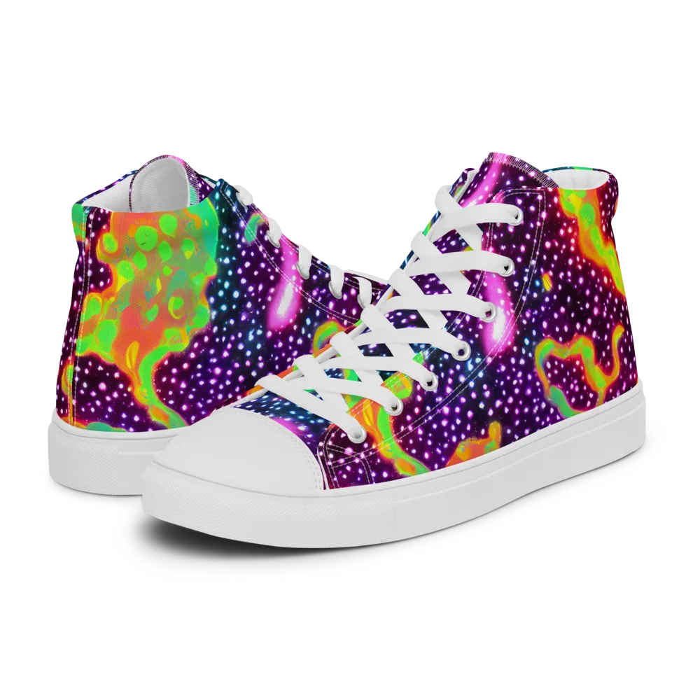 Luminous Lava on Women's High Top Canvas Shoes — Left
