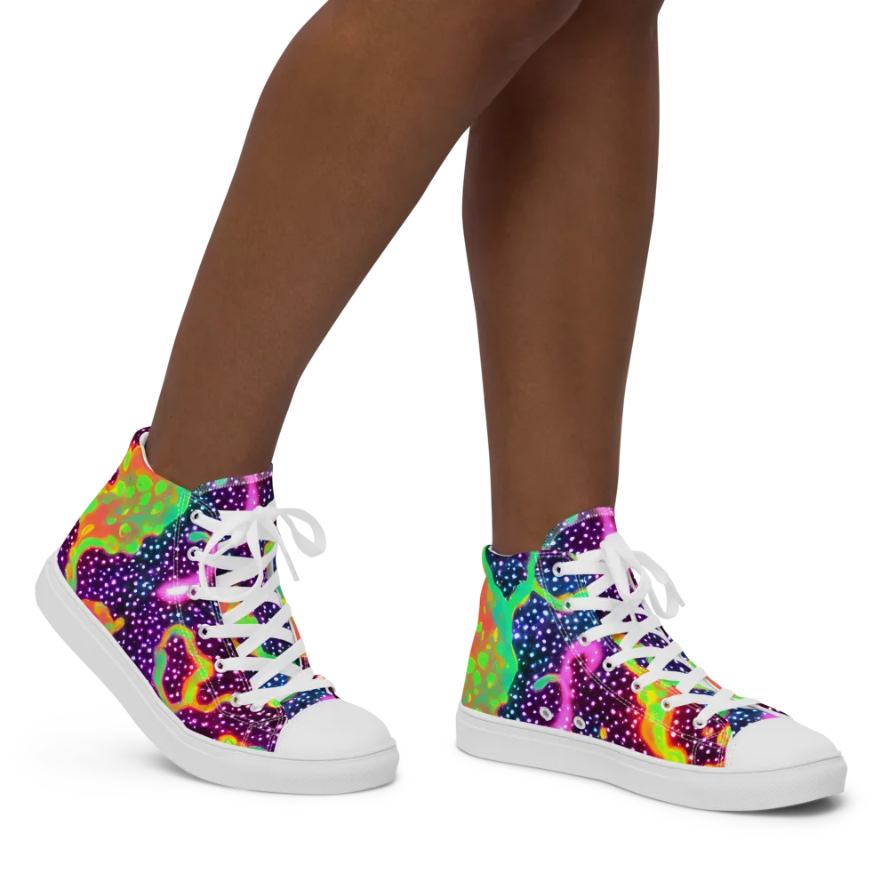 Luminous Lava on Women's High Top Canvas Shoes — Right