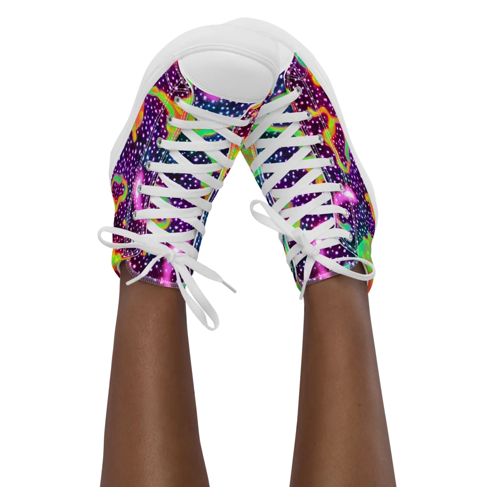 Luminous Lava on Women's High Top Canvas Shoes — Front