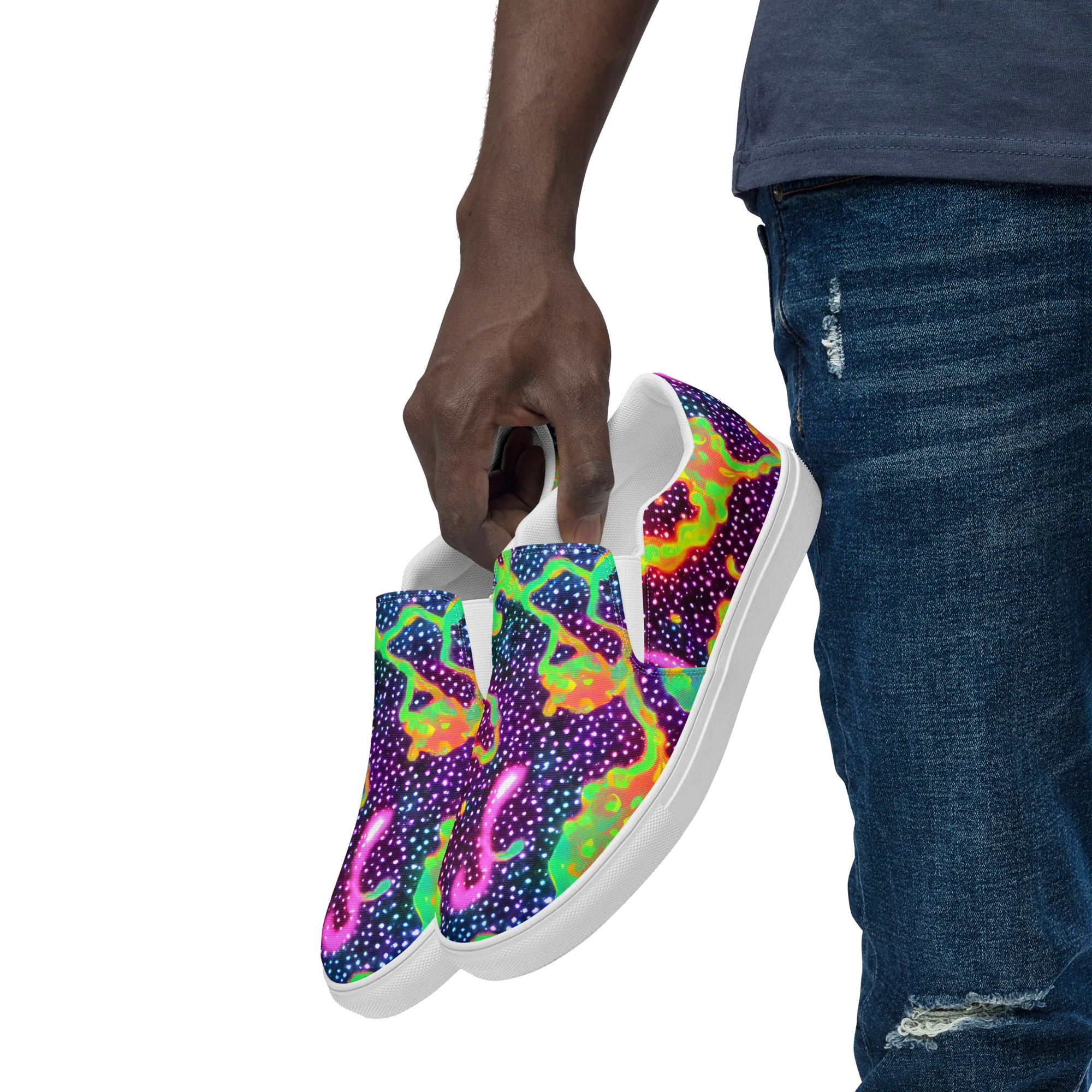 Luminous Lava on Men's Slip-On Canvas Shoes — Left Front
