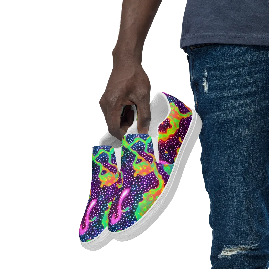 Luminous Lava on Men's Slip-On Canvas Shoes — Left Front