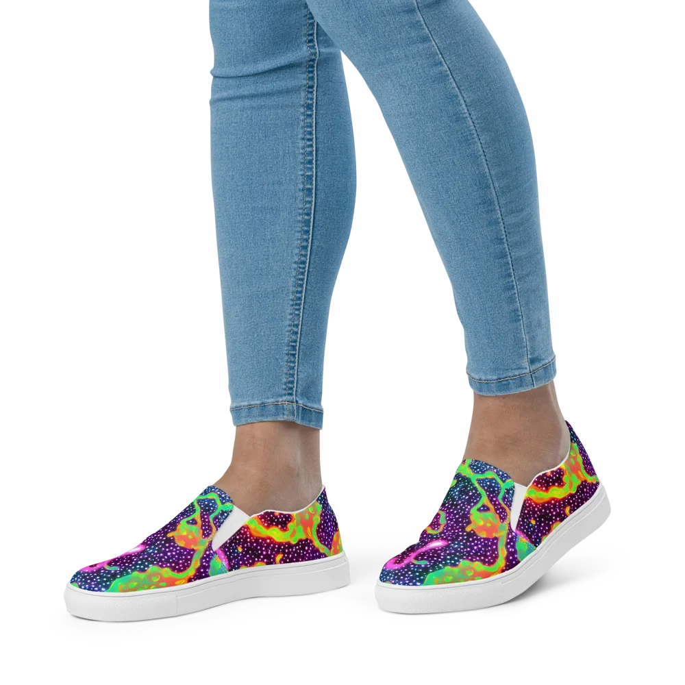 Luminous Lava on Women's Slip-On Canvas Shoes — Front