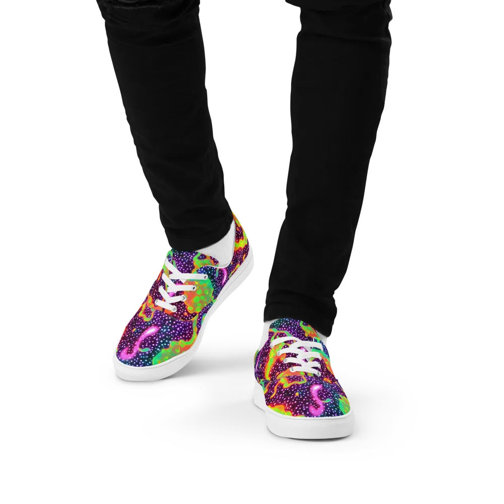Luminous Lava on Men's Lace-Up Canvas Shoes — Front