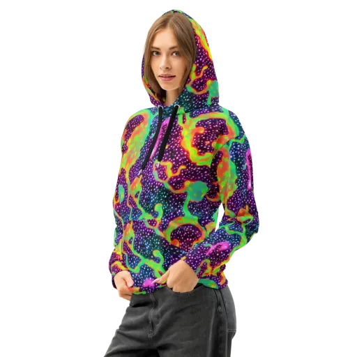 Luminous Lava on a Cotton Hoodie