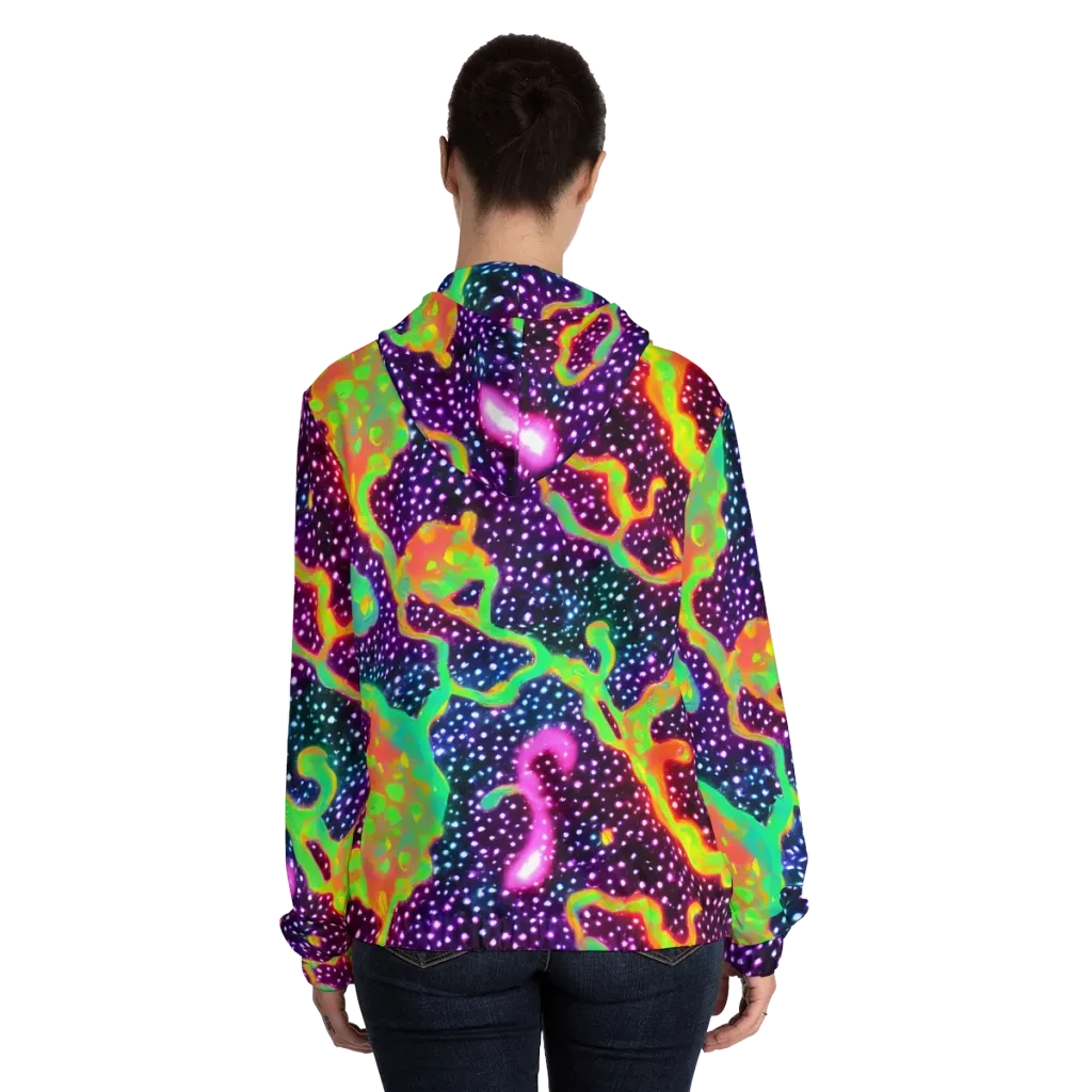 Luminous Lava on Women's Full-Zip Hoodie — Back On Person