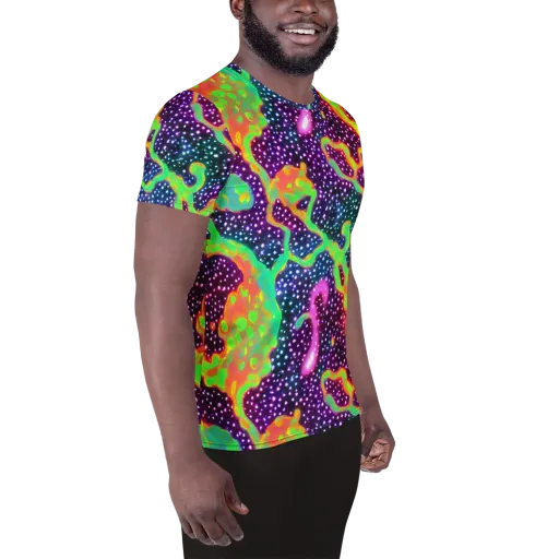 Luminous Lava on a Men's Athletic T-Shirt