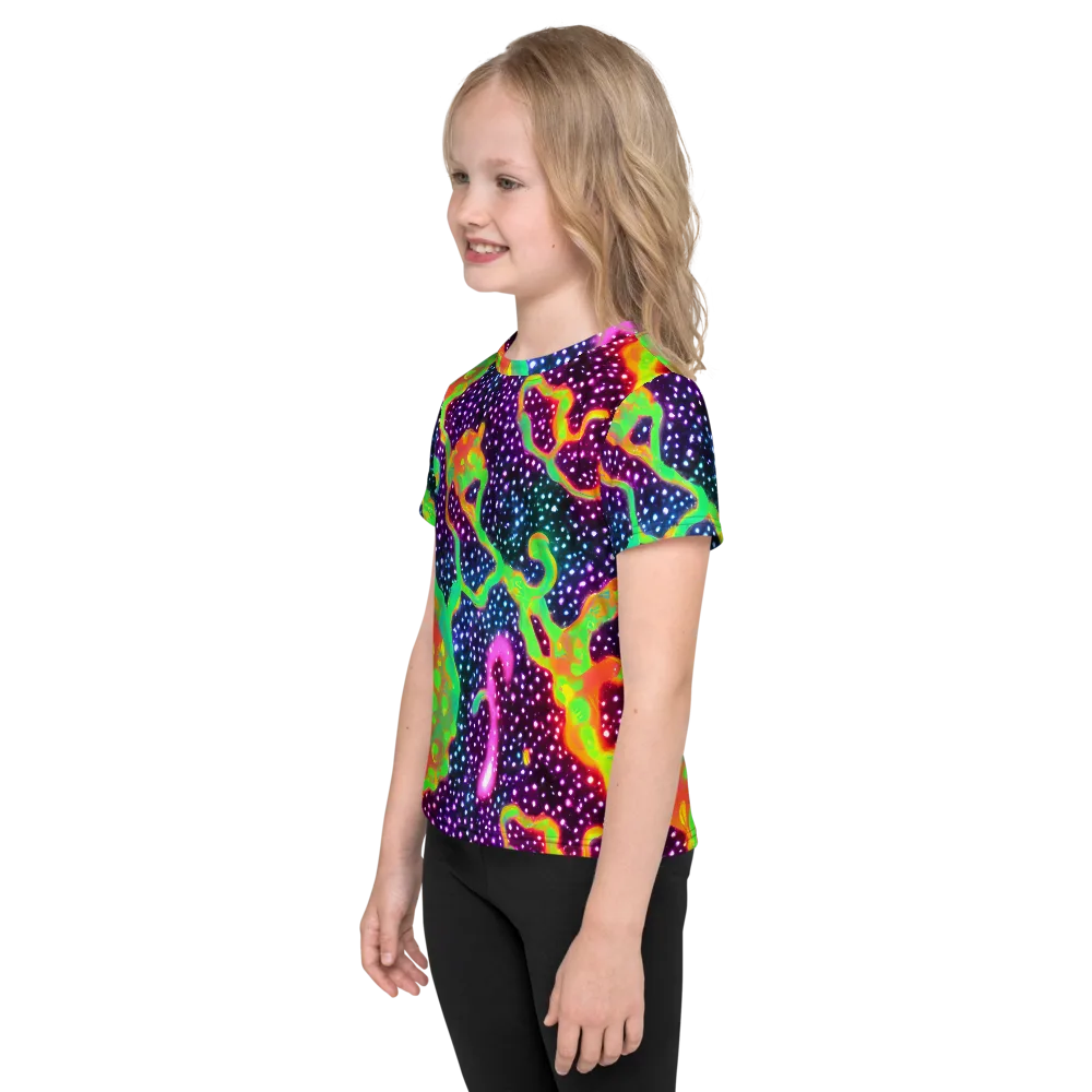 Luminous Lava on Kids Crew Neck T-Shirt — Left