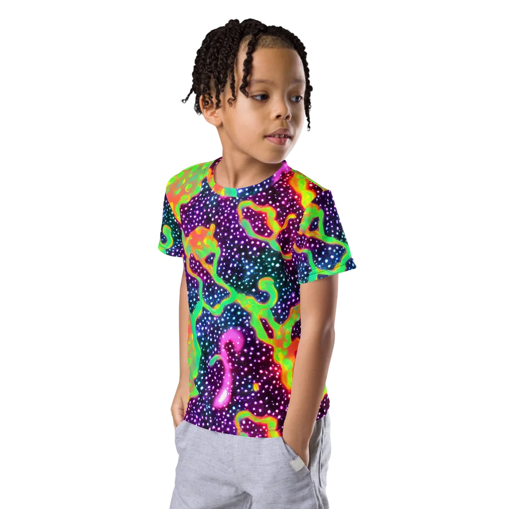 Luminous Lava on Kids Crew Neck T-Shirt — Left Front