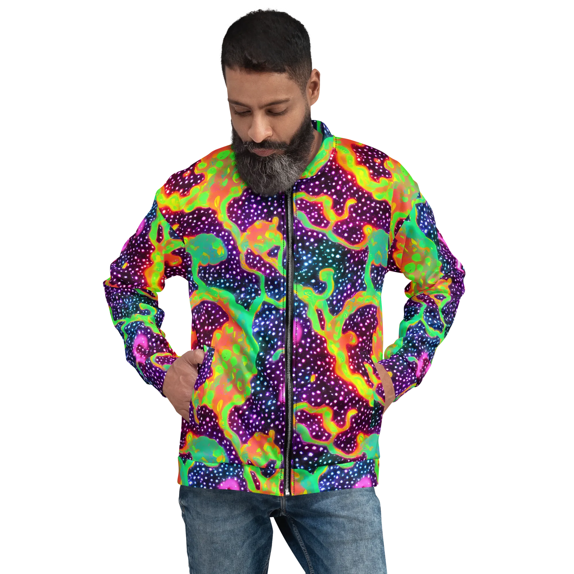 Luminous Lava on Bomber Jacket — Front