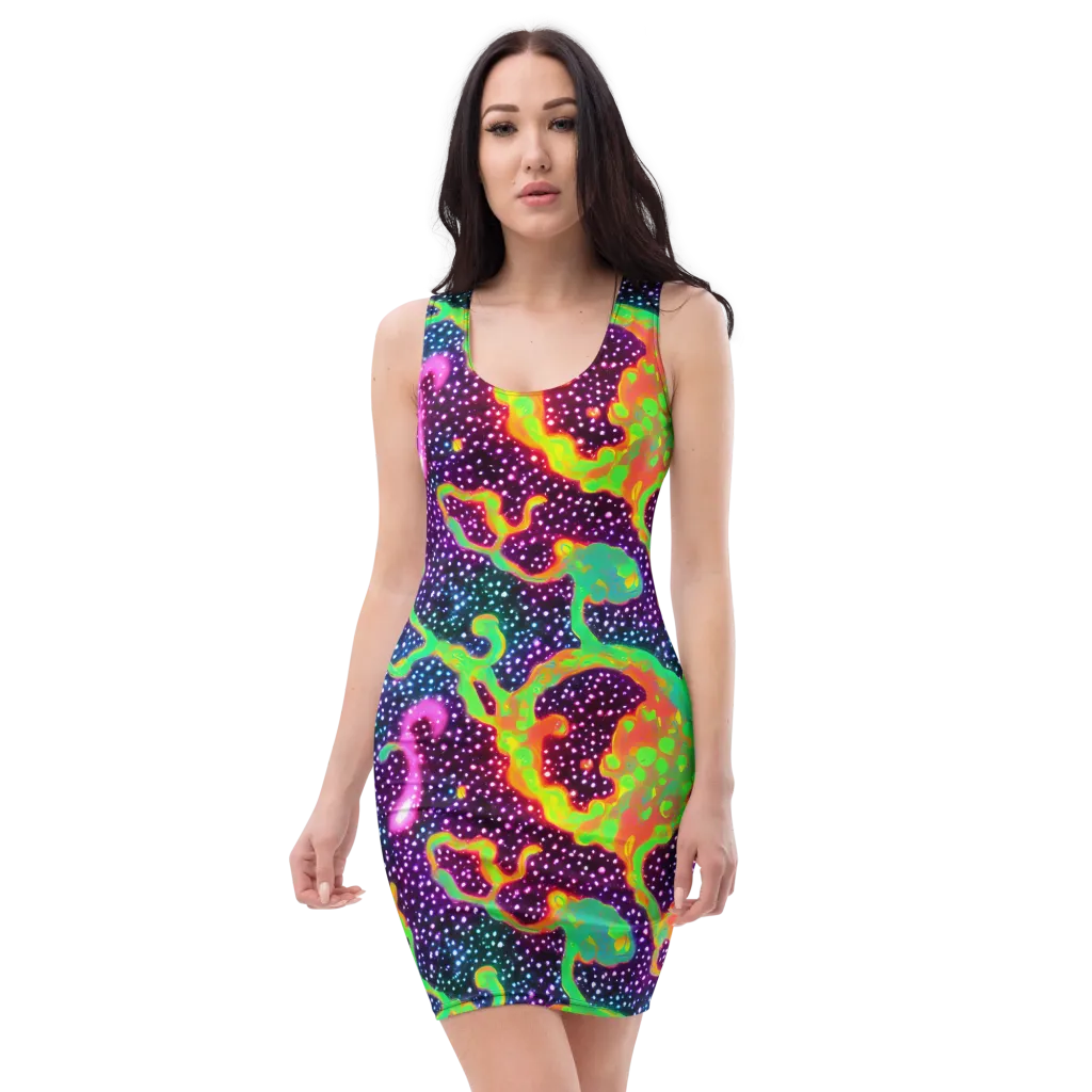Luminous Lava on Bodycon Dress — Front