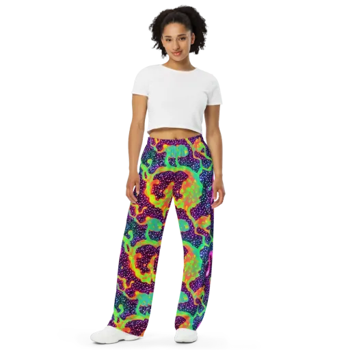 Luminous Lava on a Wide-Leg Pants