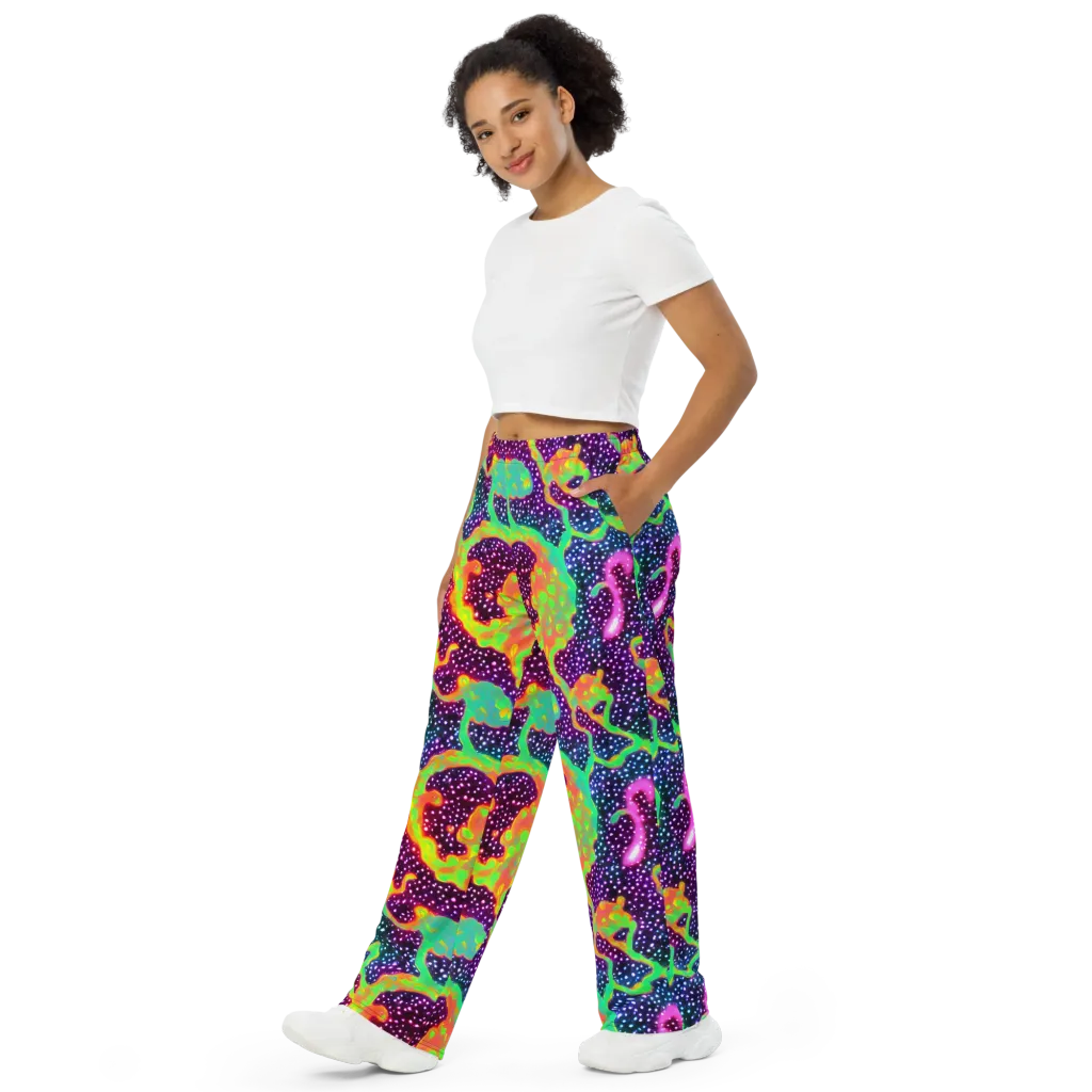 Luminous Lava on Wide-Leg Pants — Left Front