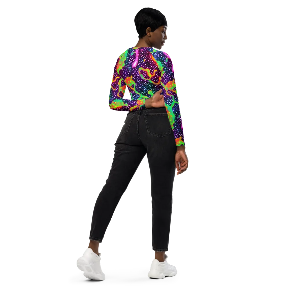 Luminous Lava on Long Sleeve Crop Top — Right Back