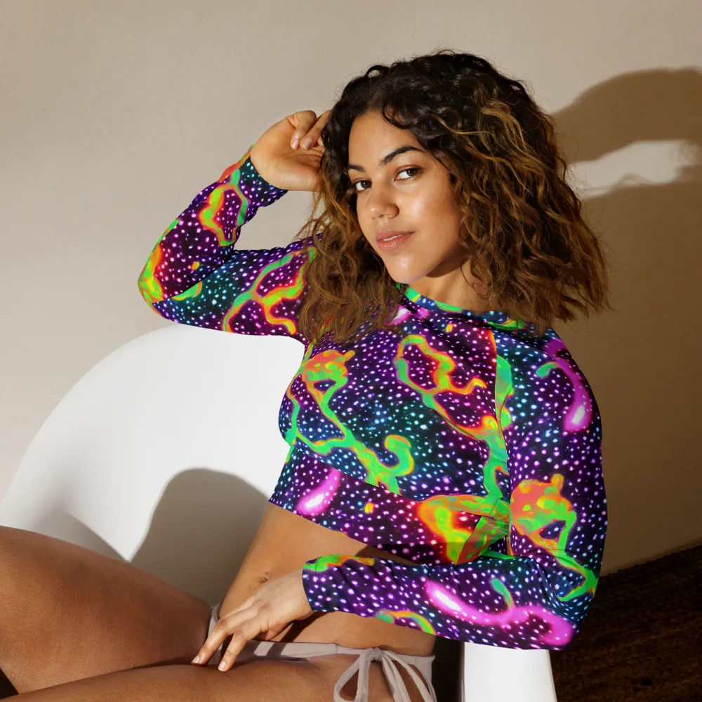 Luminous Lava on Long Sleeve Crop Top — Left Front