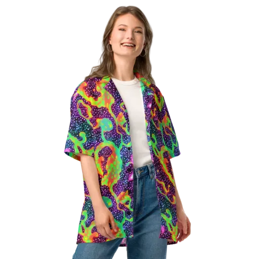 Luminous Lava on a Button Shirt