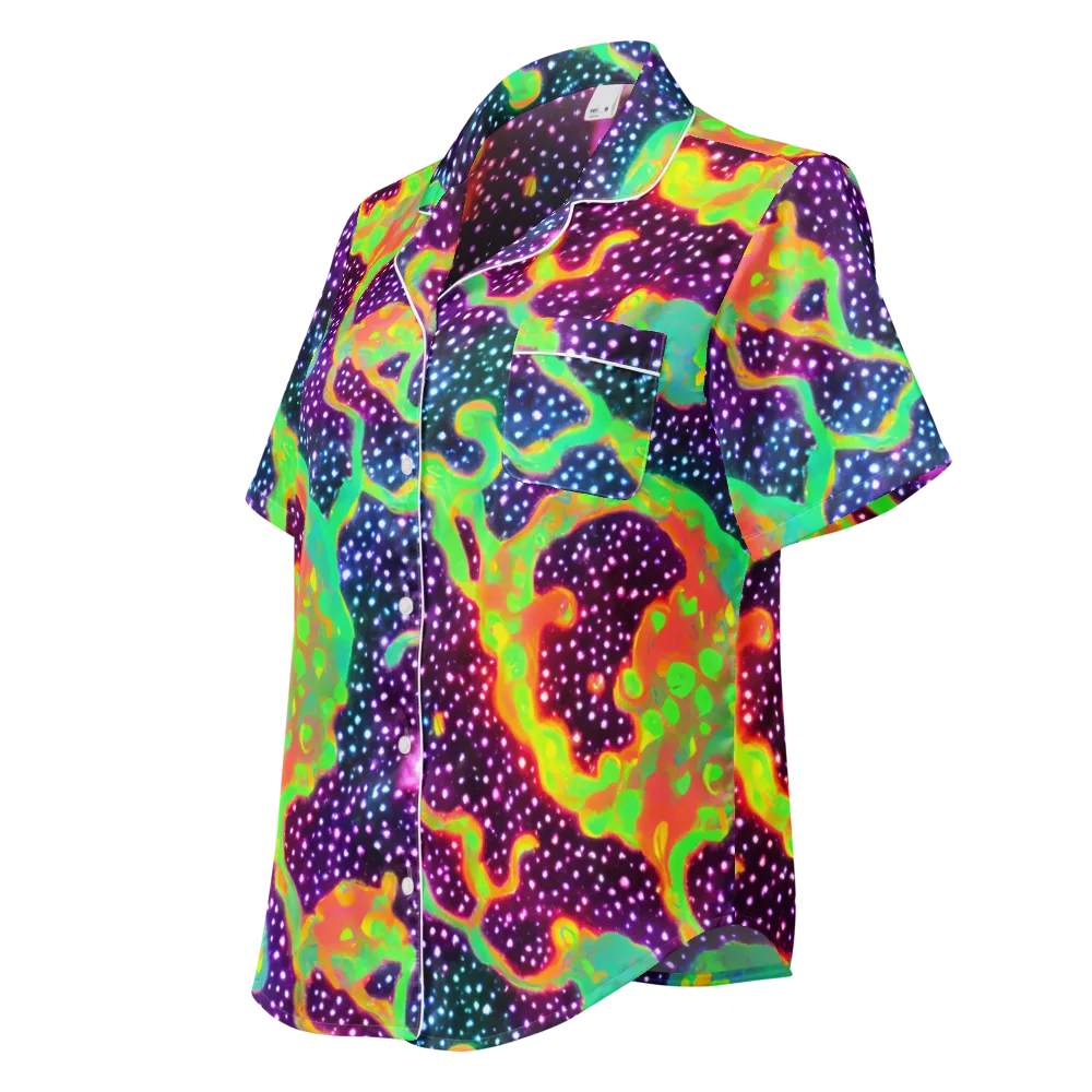 Luminous Lava on Women's Short Sleeve Pajama Top — Left Front
