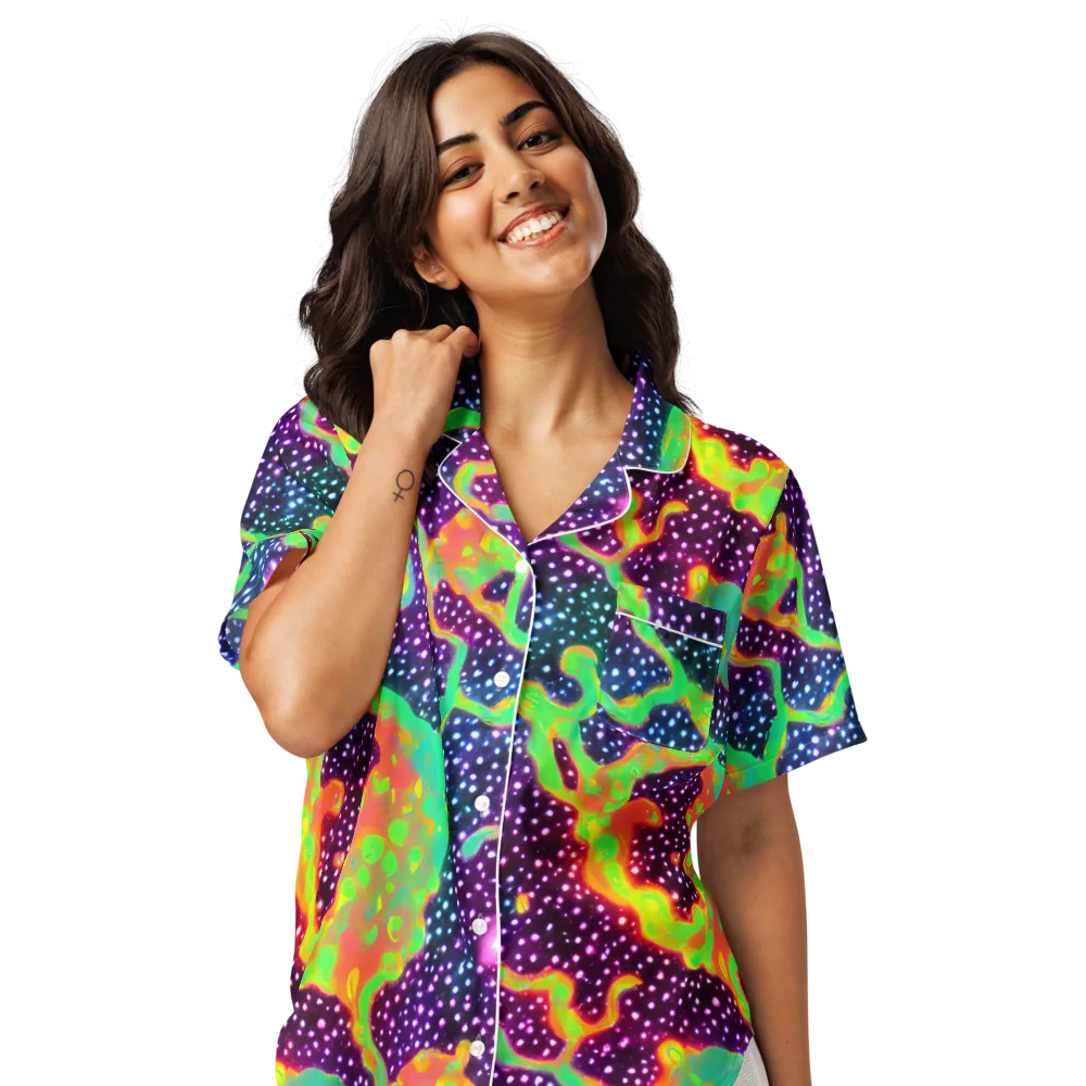 Luminous Lava on Women's Short Sleeve Pajama Top — Front