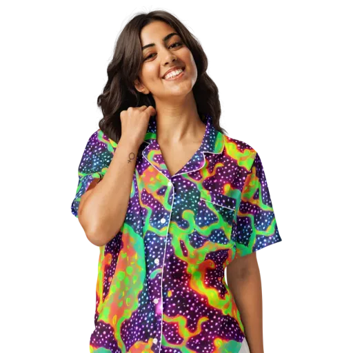 Luminous Lava on a Women's Short Sleeve Pajama Top