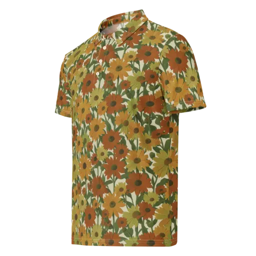 Autumn Sunflower Symphony on a Men's Slim Fit Polo Shirt