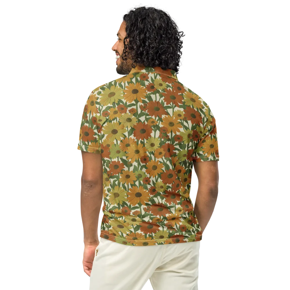 Autumn Sunflower Symphony on Men's Slim Fit Polo Shirt — Back