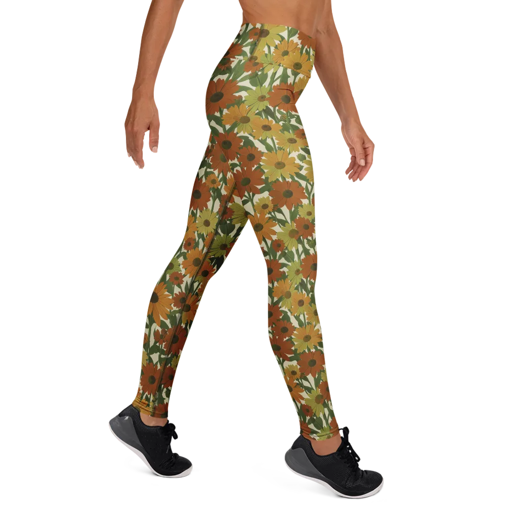 Autumn Sunflower Symphony on Yoga Leggings — Right