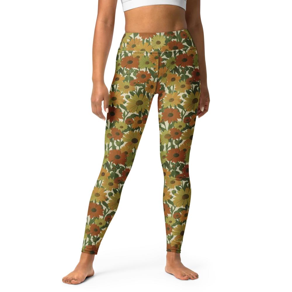 Autumn Sunflower Symphony on Yoga Leggings — Front