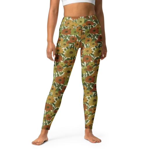 Autumn Sunflower Symphony on a Yoga Leggings