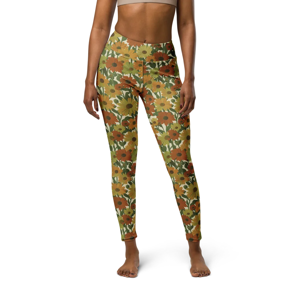 Autumn Sunflower Symphony on Yoga Leggings — Front