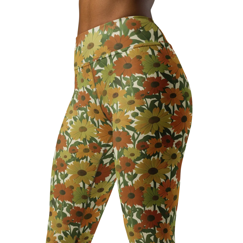 Autumn Sunflower Symphony on Yoga Leggings — Left Front