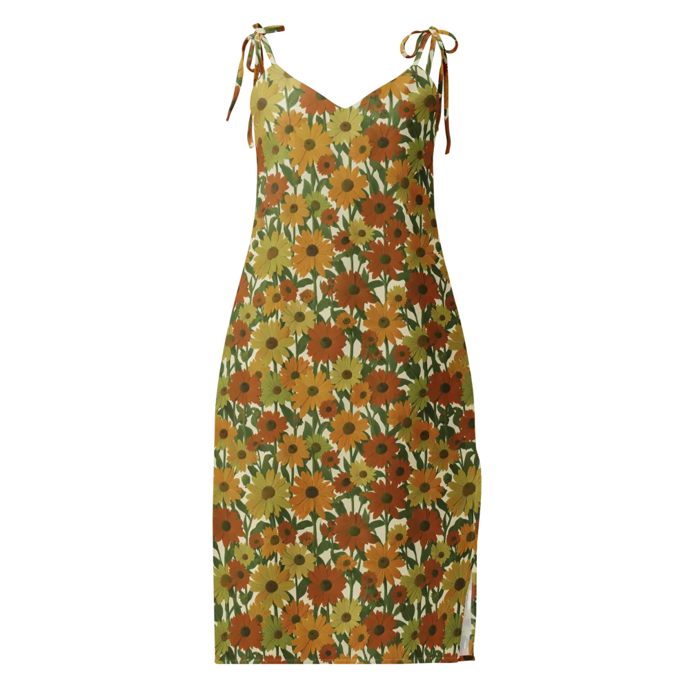 Autumn Sunflower Symphony on Slip Dress — Front