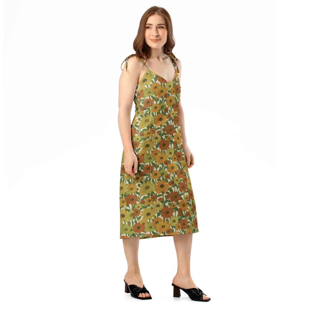 Autumn Sunflower Symphony on Slip Dress — Right Front