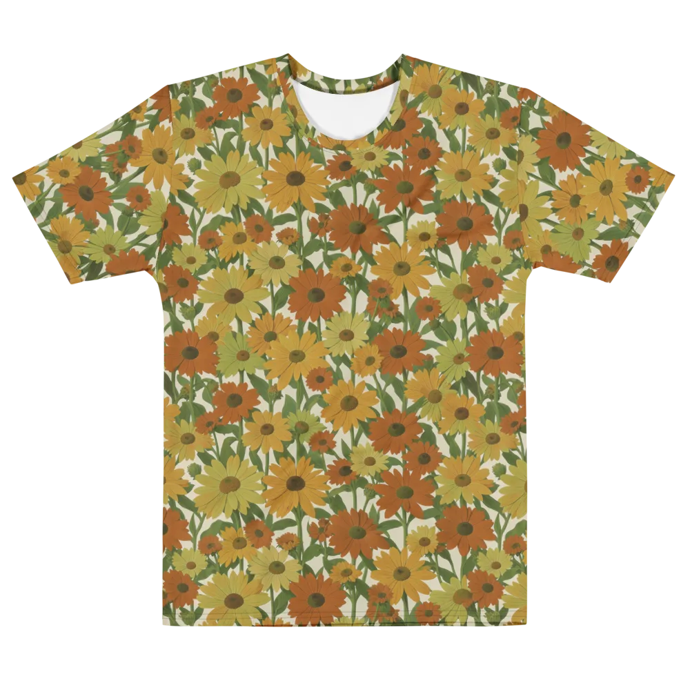 Autumn Sunflower Symphony on Men's Cotton Crew Neck T-Shirt — Front