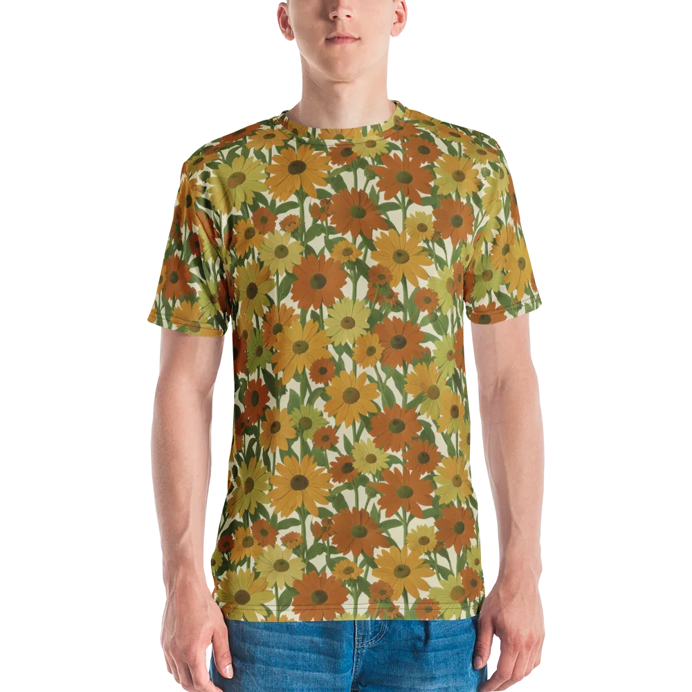 Autumn Sunflower Symphony on Men's Crew Neck T-Shirt — Front