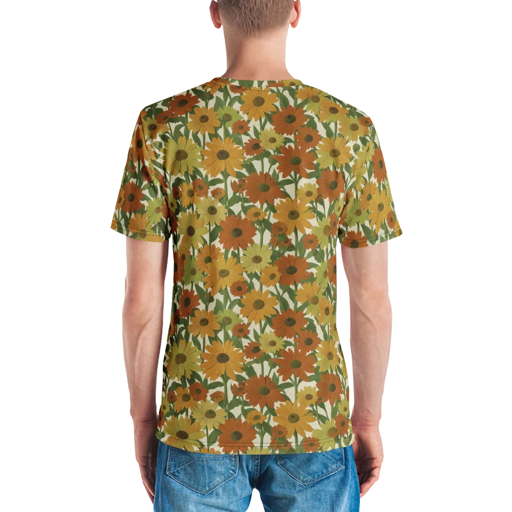 Autumn Sunflower Symphony on Men's Crew Neck T-Shirt — Back