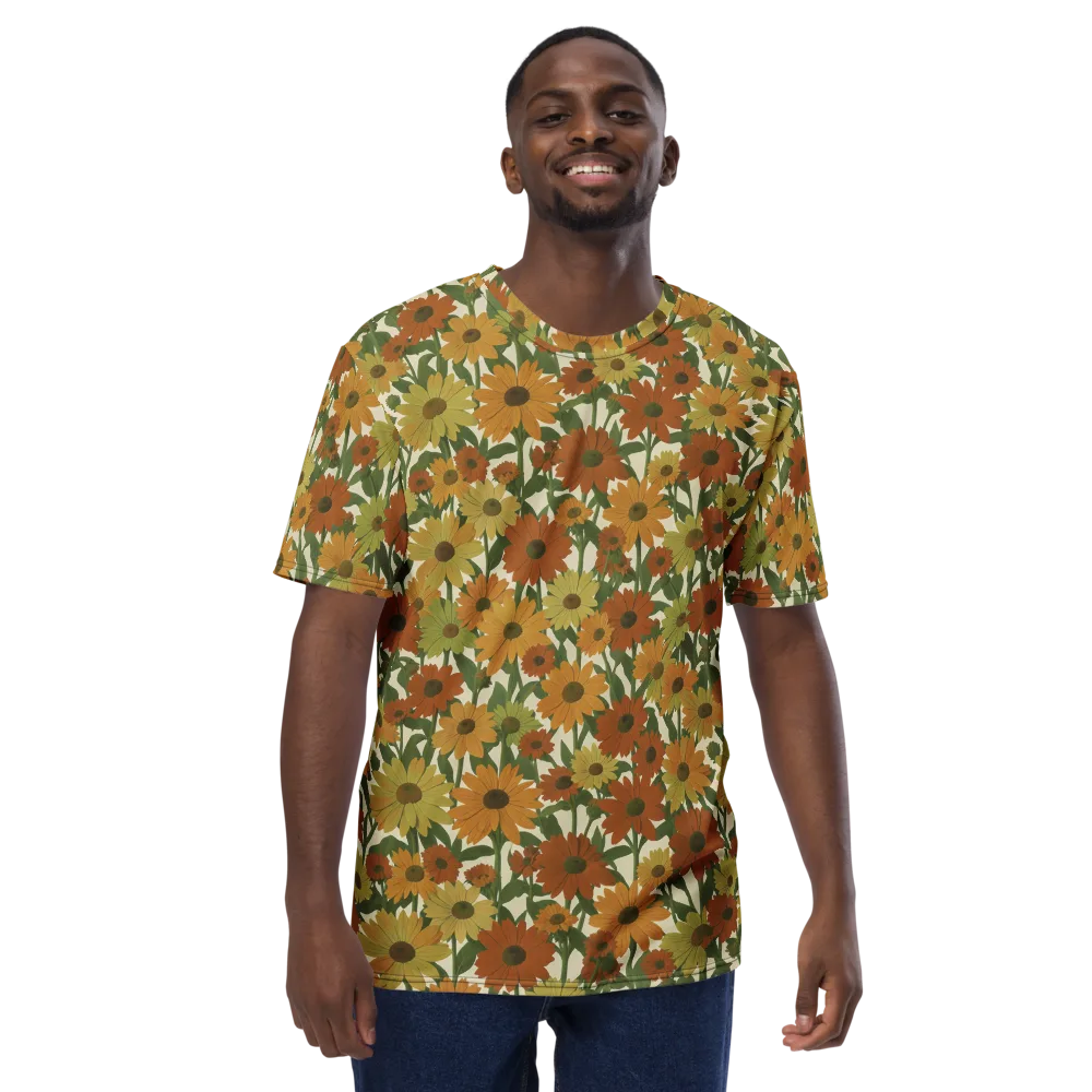 Autumn Sunflower Symphony on Men's Crew Neck T-Shirt — Front