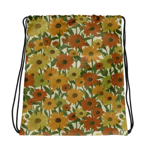 Autumn Sunflower Symphony on a Drawstring Bag