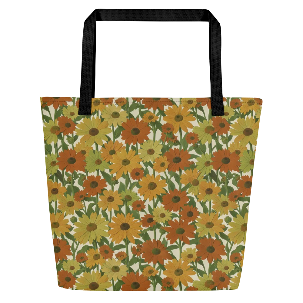 Autumn Sunflower Symphony on Large Tote Bag W/ Pocket — Front