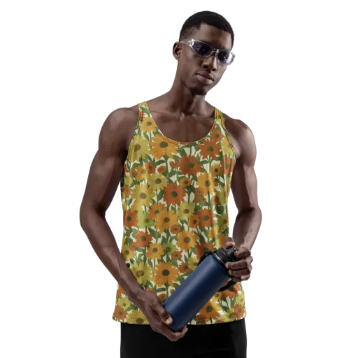 Autumn Sunflower Symphony on a Men's Tank Top