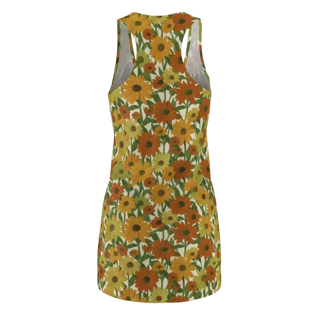 Autumn Sunflower Symphony on Racerback Dress — Back