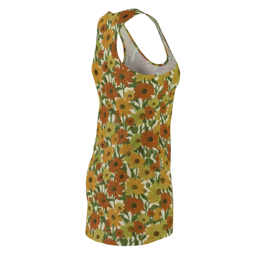 Autumn Sunflower Symphony on Racerback Dress — Back Side