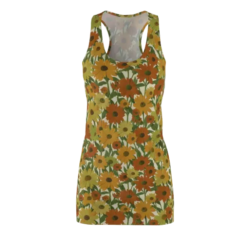 Autumn Sunflower Symphony on a Racerback Dress