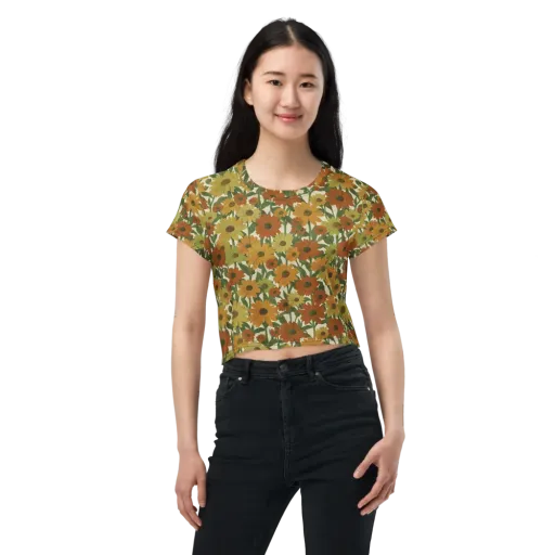 Autumn Sunflower Symphony on a Crop Tee