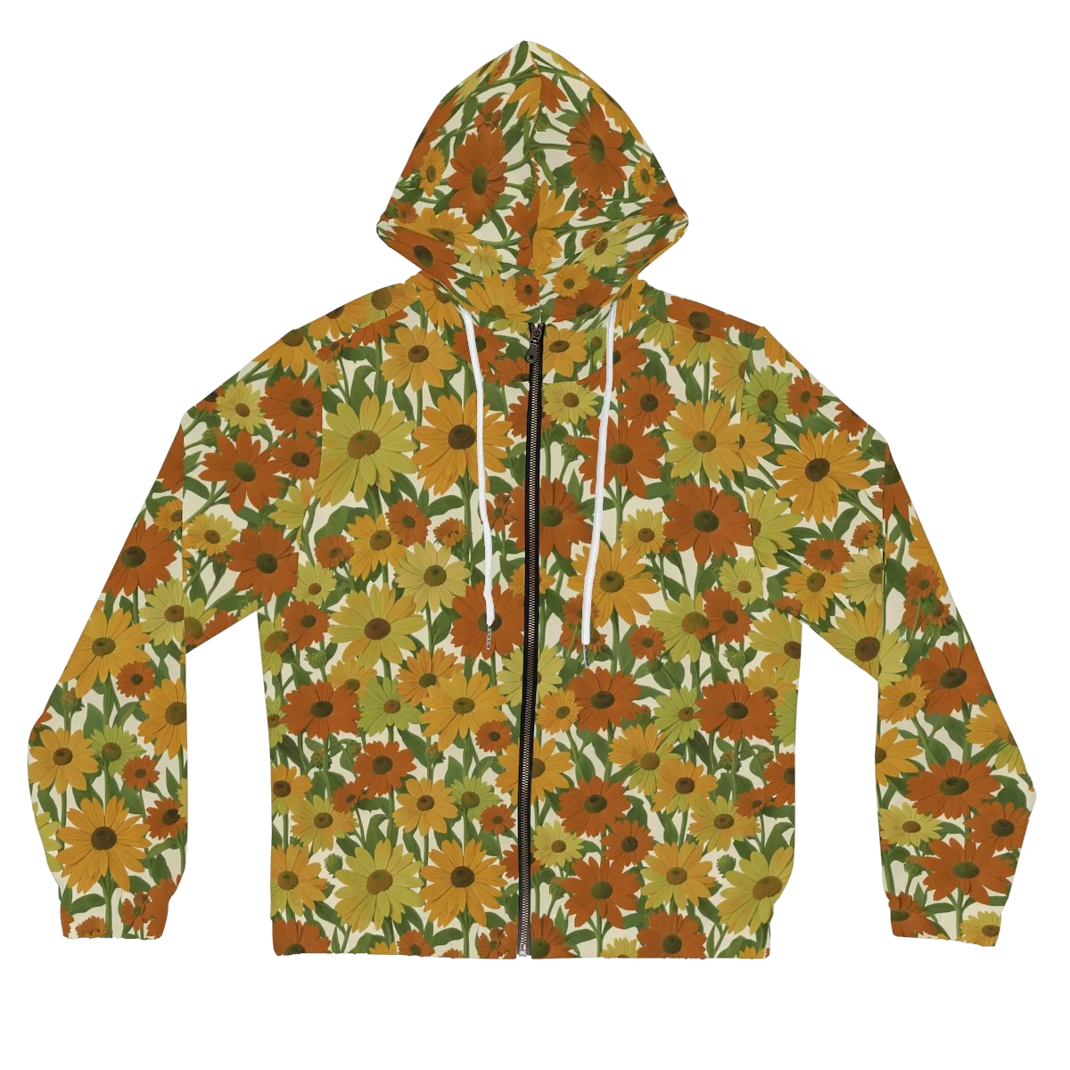Autumn Sunflower Symphony on Women's Full-Zip Hoodie — Front