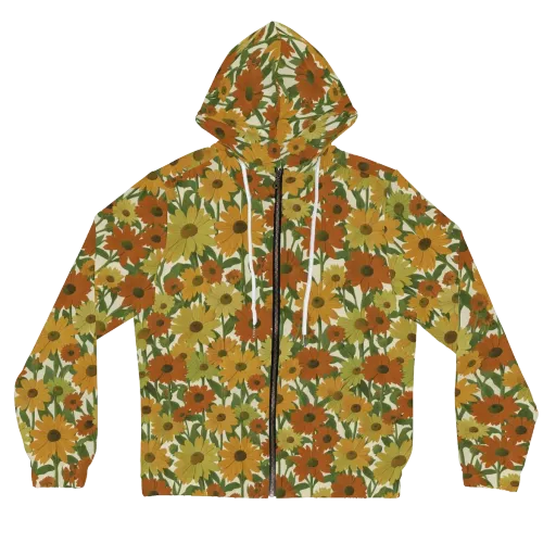 Autumn Sunflower Symphony on a Women's Full-Zip Hoodie